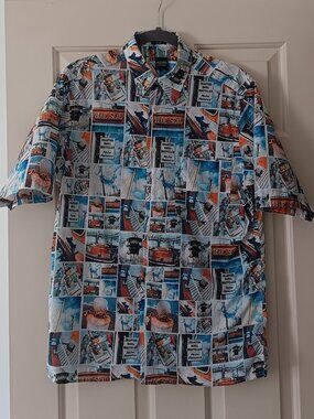 Vintage Acorn by Bob Goldfeder Nautical Print Shirt Men's M Made in Italy